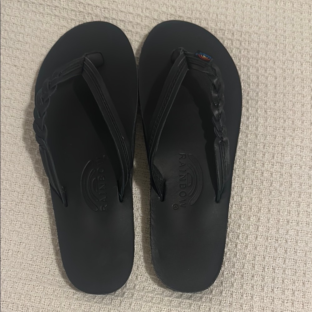 Rainbow Black Minimalist Sandals new without tags